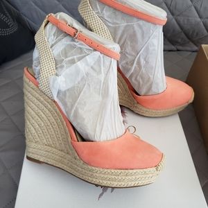 Jessica Simpson Kid Suede Peach Wedges